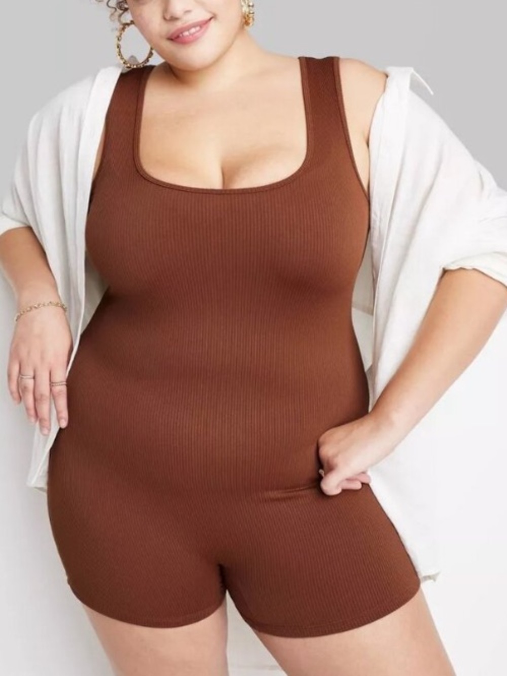 NWT Wild Fable reversible romper onesie brown Sz XXL